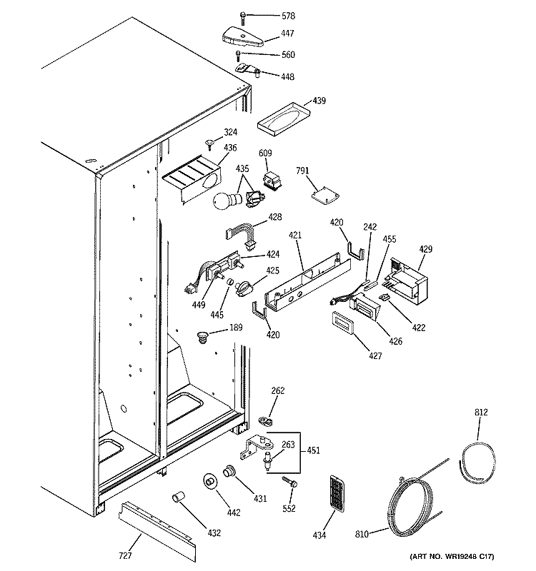 FRESH FOOD SECTION Diagram and Parts List for RSG25KEPAFWW  General Electric Refrigerator