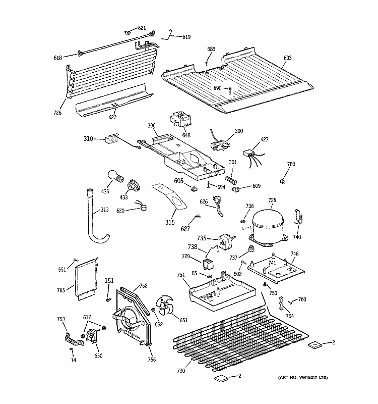 UNIT PARTS Diagram and Parts List for HTT15BBMERWW  Hotpoint Refrigerator