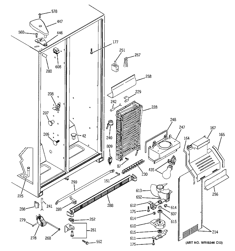 FREEZER SECTION Diagram and Parts List for HSS22IFPACC  Hotpoint Refrigerator