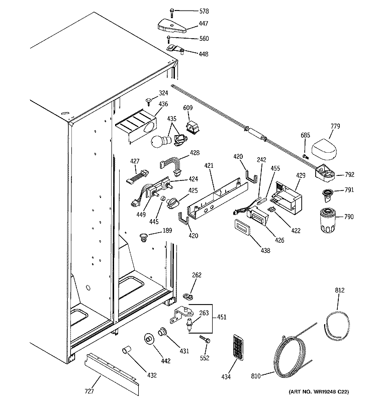 FRESH FOOD SECTION Diagram and Parts List for HSS22IFPACC  Hotpoint Refrigerator