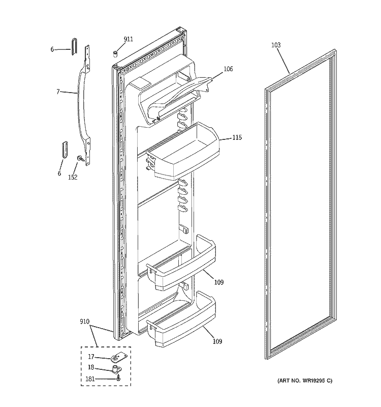 FRESH FOOD DOOR Diagram and Parts List for HSS25GDPAWW  Hotpoint Refrigerator
