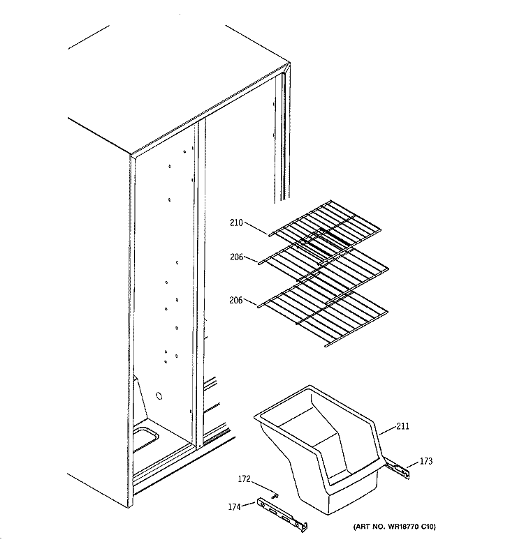 FREEZER SHELVES Diagram and Parts List for HSS25GDPAWW  Hotpoint Refrigerator