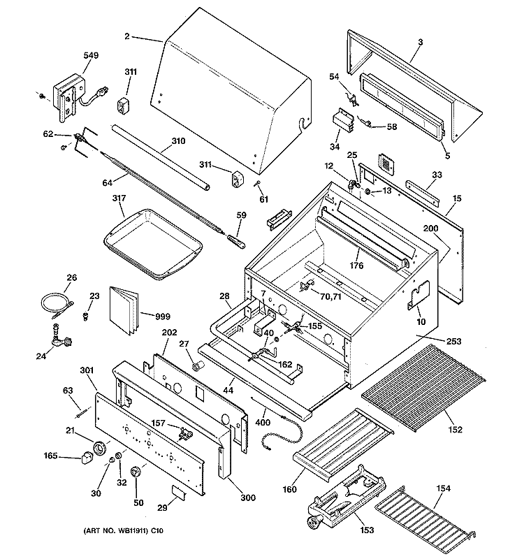 GAS GRILL PARTS Diagram and Parts List for ZGG27L21CSS  General Electric Grill