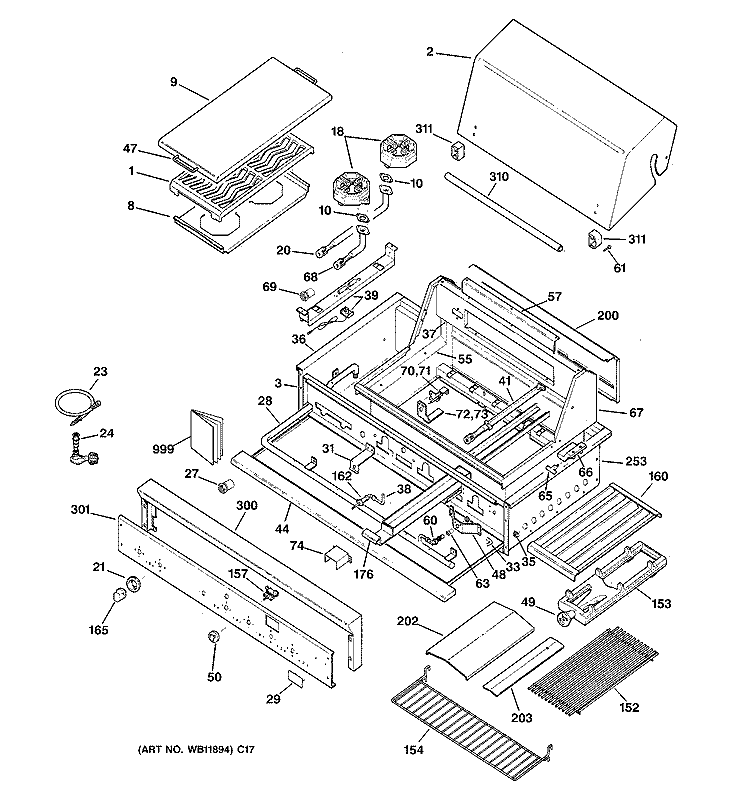 GAS GRILL PARTS Diagram and Parts List for ZGG36L20CSS  General Electric Grill