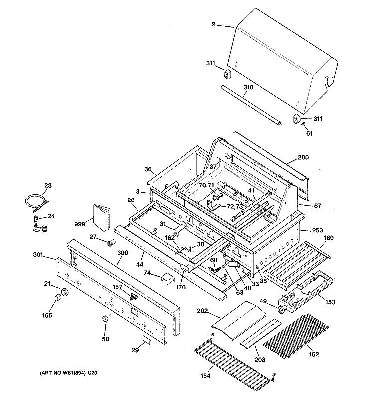 GAS GRILL PARTS Diagram and Parts List for ZGG36L30CSS  General Electric Grill