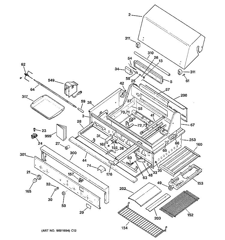 GAS GRILL PARTS Diagram and Parts List for ZGG36N31CSS  General Electric Grill