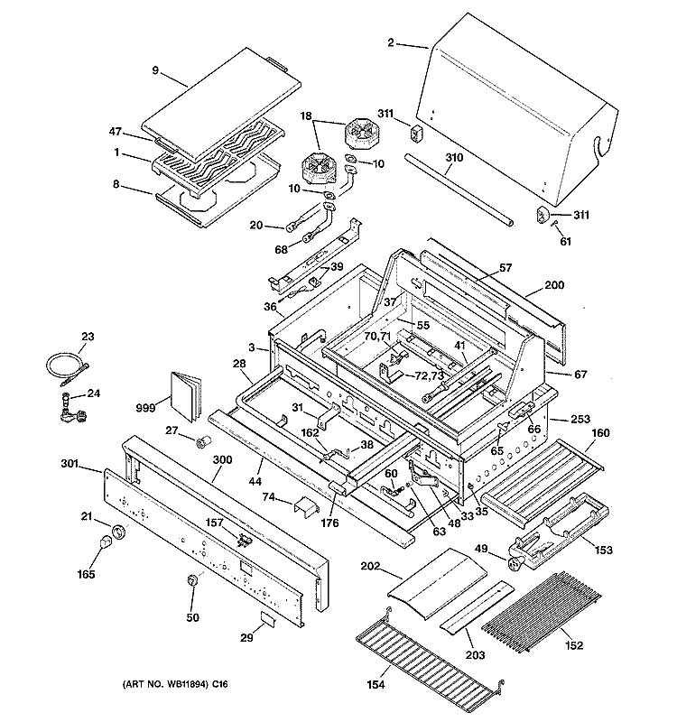 GAS GRILL PARTS Diagram and Parts List for ZGG48L30CSS  General Electric Grill