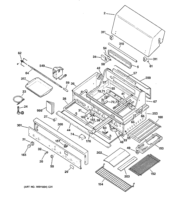GAS GRILL PARTS Diagram and Parts List for ZGG48L42CSS  General Electric Grill