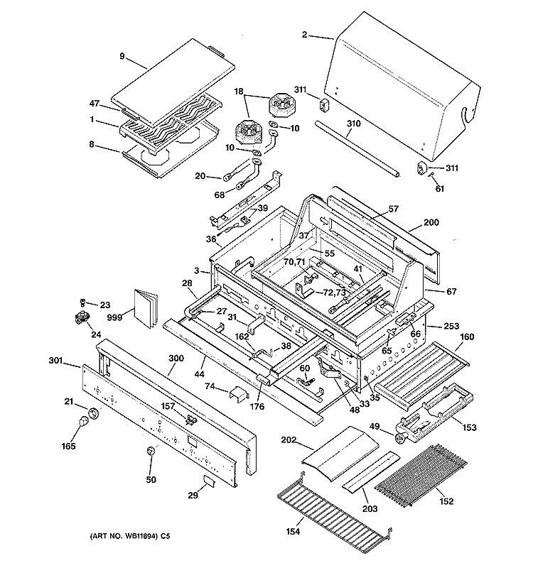 GAS GRILL PARTS Diagram and Parts List for ZGG48N30CSS  General Electric Grill