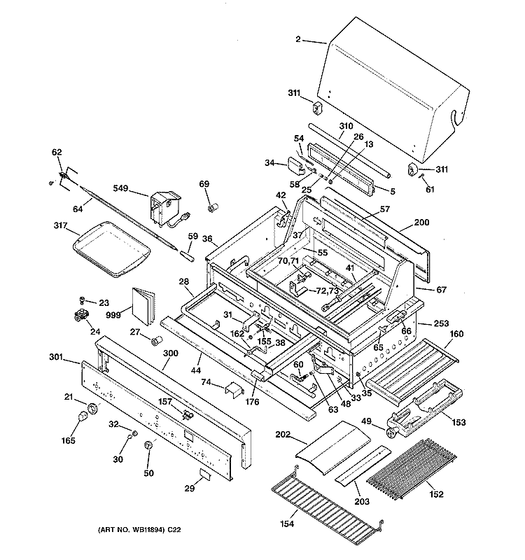 GAS GRILL PARTS Diagram and Parts List for ZGG48N42CSS  General Electric Grill