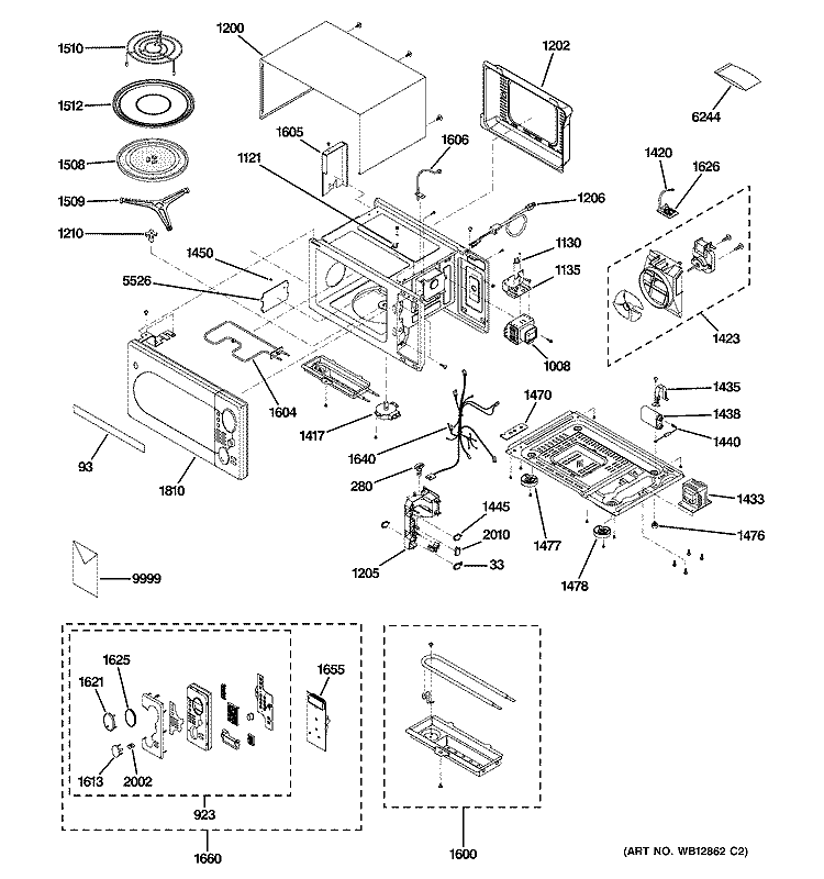 MICROWAVE Diagram and Parts List for JES1288SH001  General Electric Microwave
