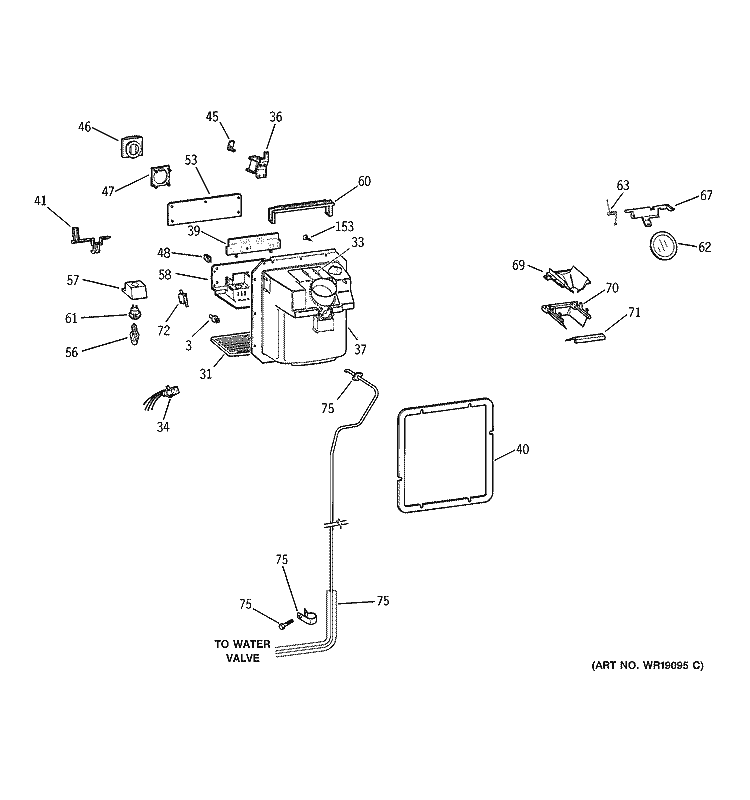 DISPENSER Diagram and Parts List for PTC22MFMALCC  General Electric Refrigerator