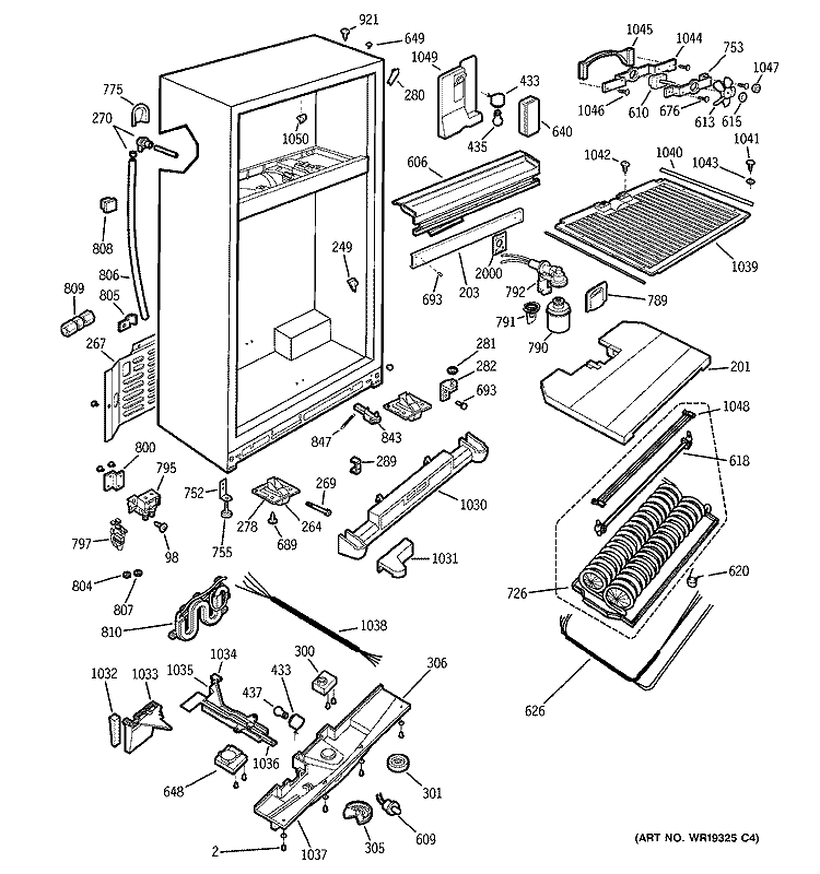 CABINET Diagram and Parts List for PTC22MFMALCC  General Electric Refrigerator