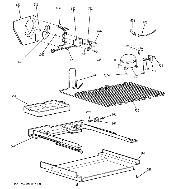 UNIT PARTS Diagram and Parts List for PTC22MFMALCC  General Electric Refrigerator
