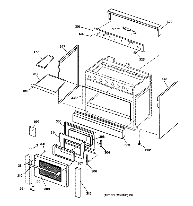 OUTER BODY Diagram and Parts List for ZDP36L4RD2SS  General Electric Range