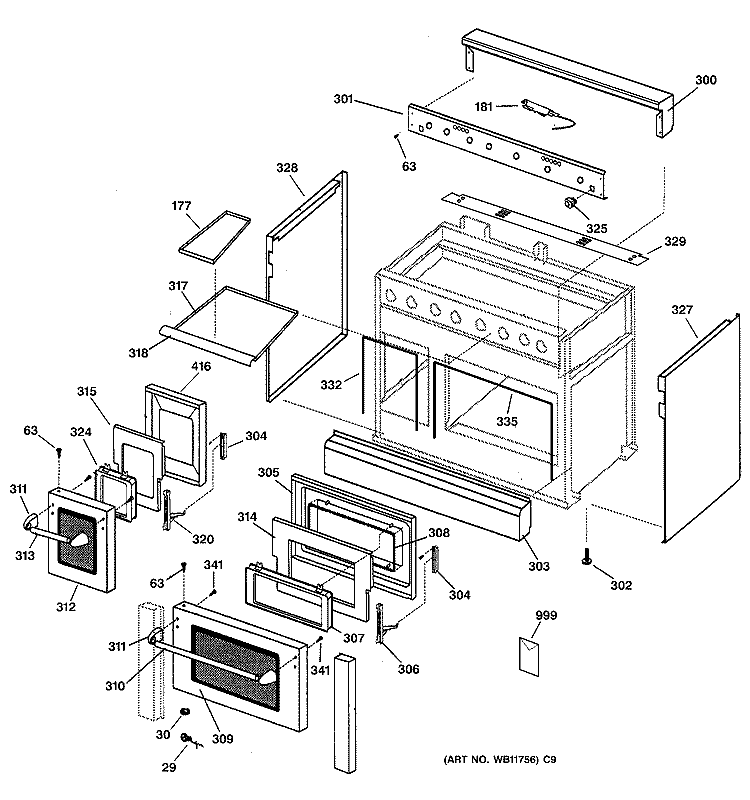 OUTER BODY Diagram and Parts List for ZDP48N4GD2SS  General Electric Range