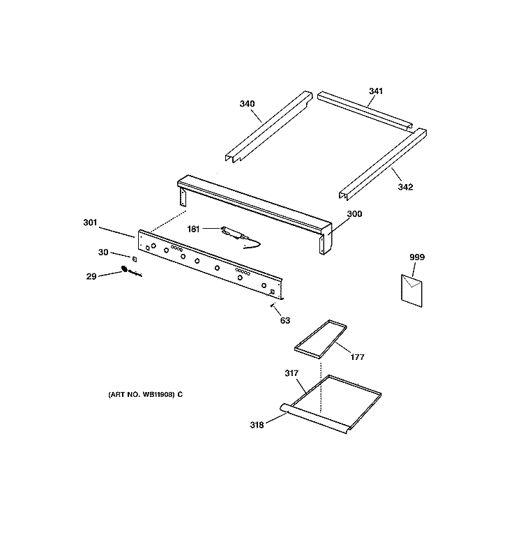 ESCUTCHEON & TRIM Diagram and Parts List for ZGU48L4GD2SS  General Electric Cooktop