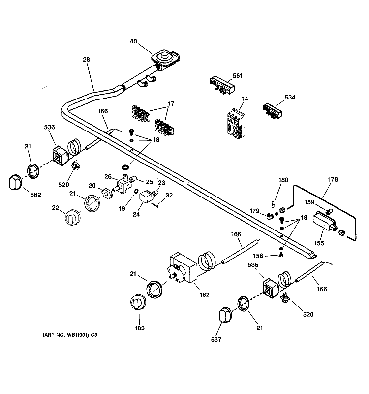 MANIFOLD & CONTROLS Diagram and Parts List for ZDP48N6DDSS  General Electric Range