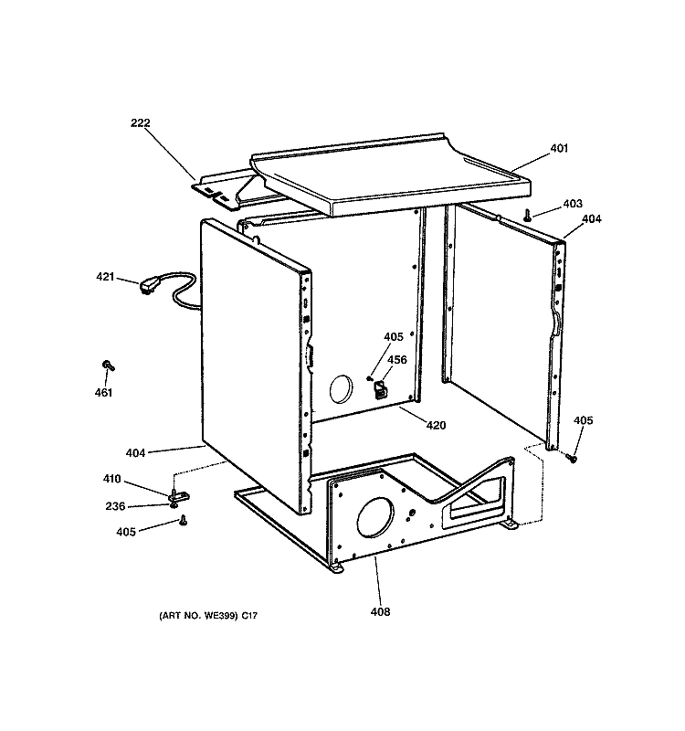 CABINET Diagram and Parts List for DX2300GB0WW  General Electric Dryer