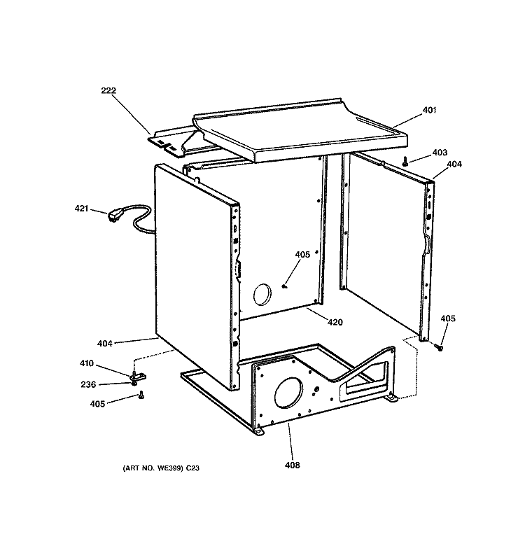 CABINET Diagram and Parts List for DPSB620GC1WW  General Electric Dryer