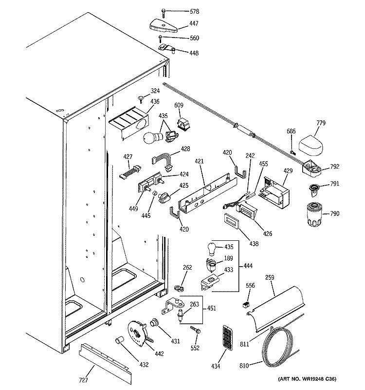 FRESH FOOD SECTION Diagram and Parts List for GSH22JFPBCC  General Electric Refrigerator