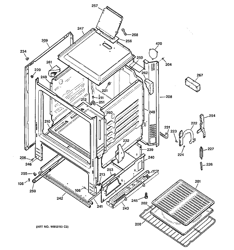 BODY PARTS Diagram and Parts List for JGBS06PPH1CT  General Electric Range