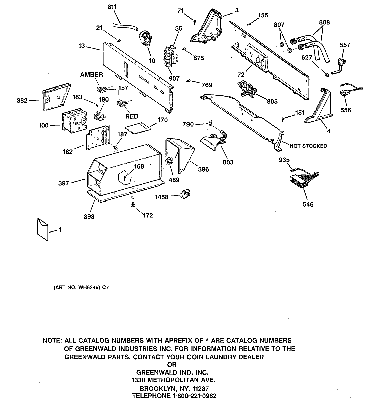 CONTROLS & BACKSPLASH Diagram and Parts List for WCCB1030B2KC  General Electric Washer