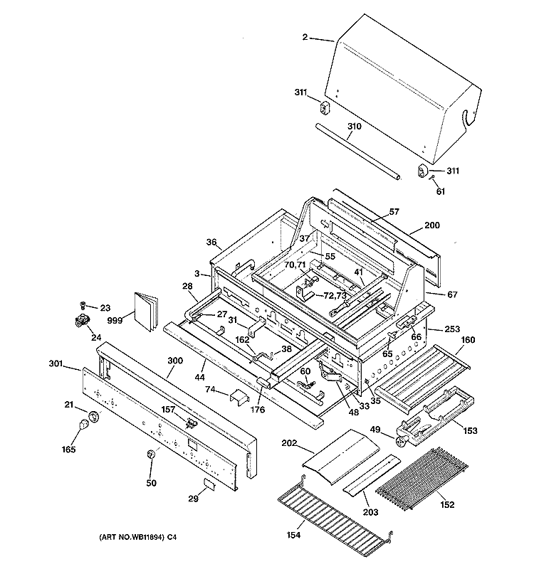GAS GRILL PARTS Diagram and Parts List for ZGG36N30CSS  General Electric Grill