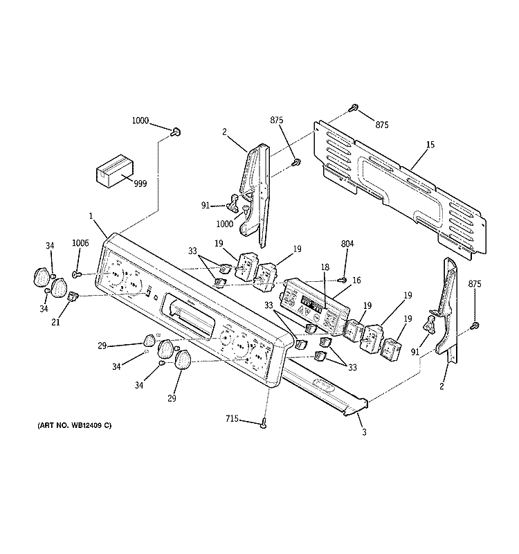 CONTROL PANEL Diagram and Parts List for JBP80CF1CC  General Electric Range