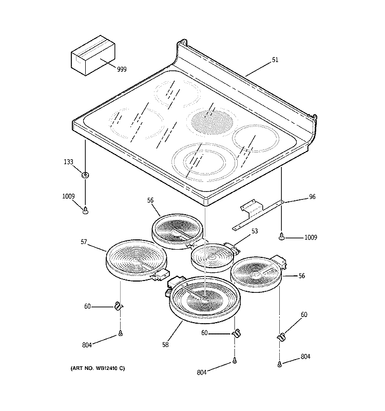 COOKTOP Diagram and Parts List for JBP80SF1SB  General Electric Range