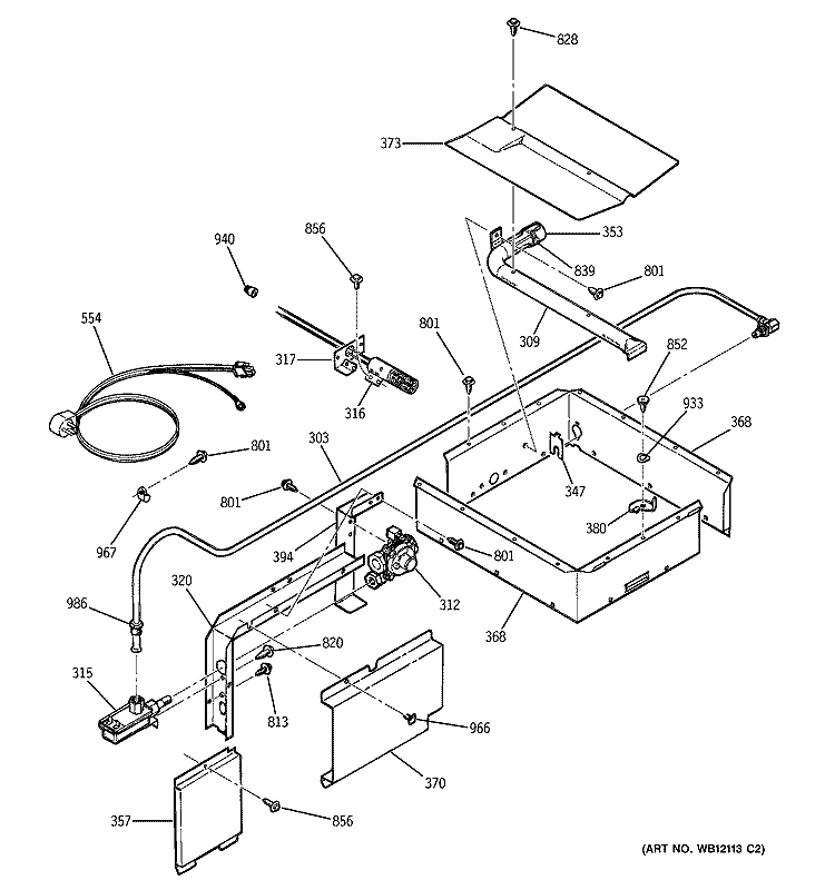 GAS & BURNER PARTS Diagram and Parts List for JGRS14BEW6BB  General Electric Range