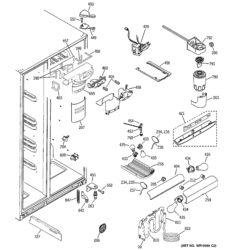 FRESH FOOD SECTION Diagram and Parts List for ESS25LGPACC  General Electric Refrigerator