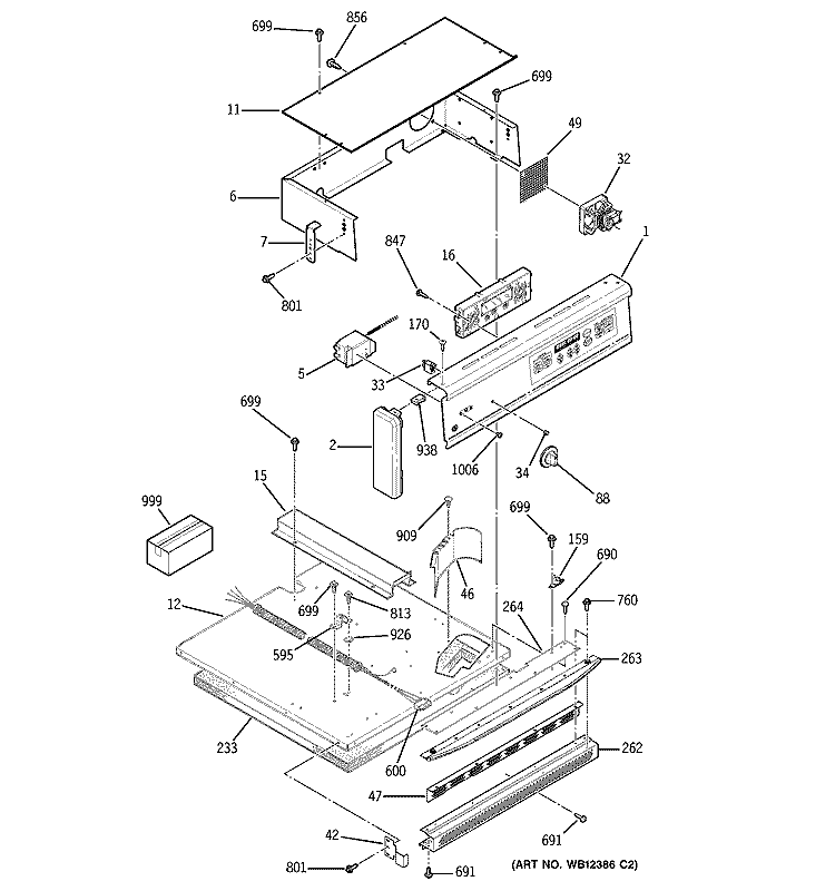 CONTROL PANEL Diagram and Parts List for JRP24BD2BB  General Electric Wall Oven