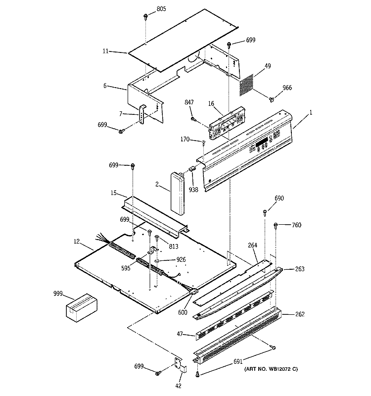 CONTROL PANEL Diagram and Parts List for JRS04BW6BB  General Electric Wall Oven