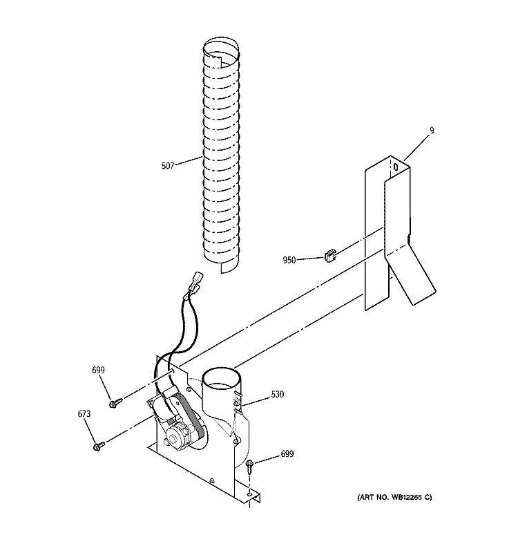 BLOWER Diagram and Parts List for JSP34WD3WW  General Electric Range