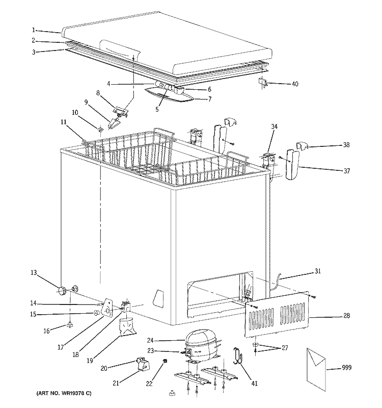 FREEZER PARTS Diagram and Parts List for FCM9DPAWH  General Electric Freezer
