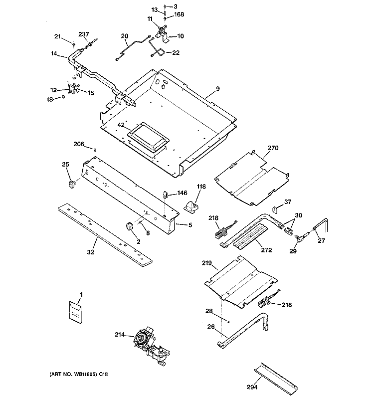 GAS & BURNER PARTS Diagram and Parts List for JGB905SEF2SS  General Electric Range