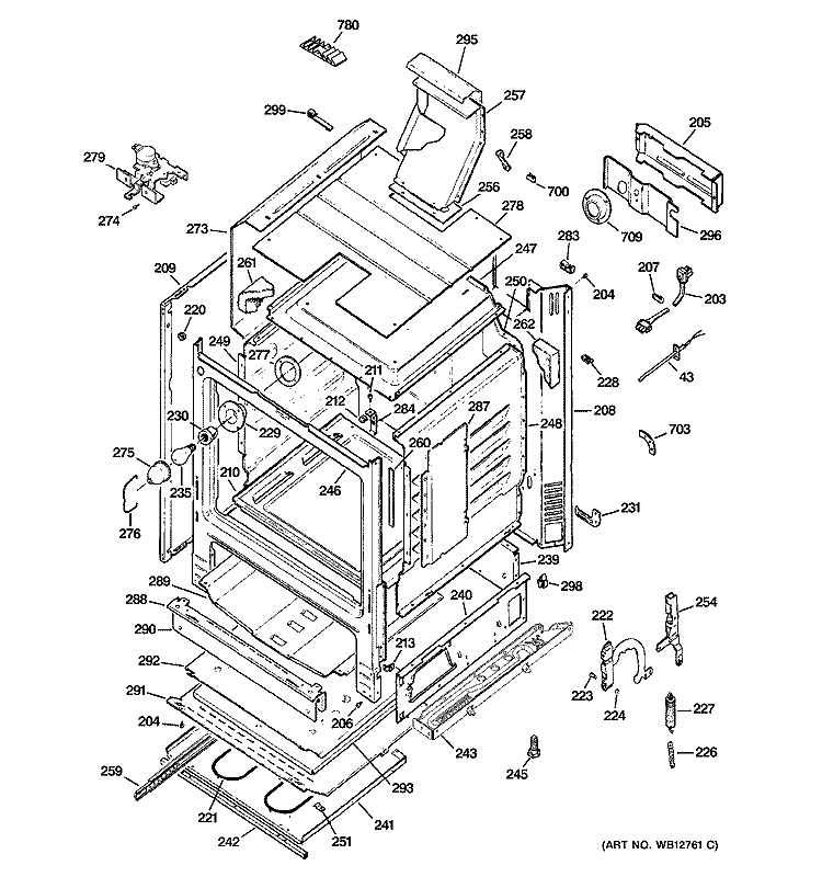 BODY PARTS Diagram and Parts List for JGB905SEF2SS  General Electric Range