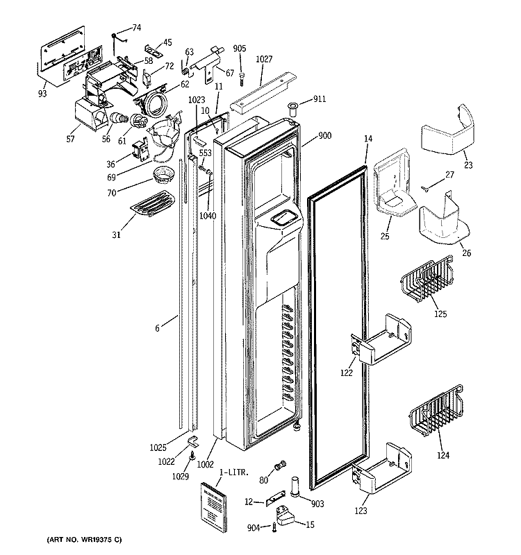 FREEZER DOOR Diagram and Parts List for PSH23SGPABS  General Electric Refrigerator