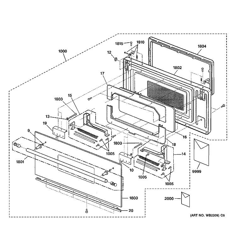 DOOR PARTS Diagram and Parts List for ZSC2001CSS03  General Electric Microwave
