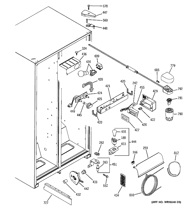 FRESH FOOD SECTION Diagram and Parts List for GSH22JFPACC  General Electric Refrigerator