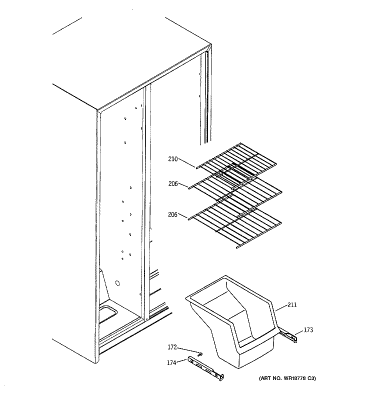 FREEZER SHELVES Diagram and Parts List for GSS20IEPACC  General Electric Refrigerator
