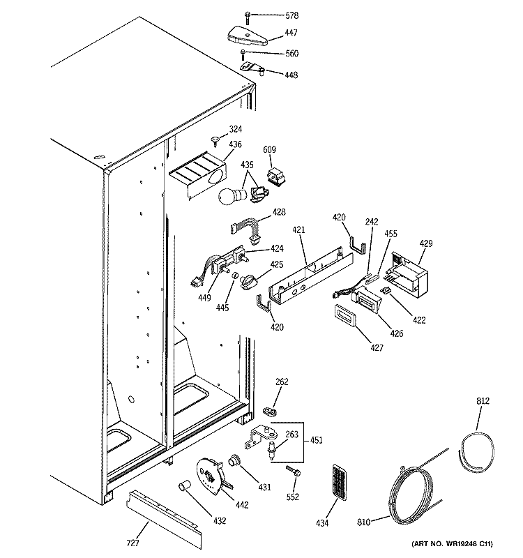 FRESH FOOD SECTION Diagram and Parts List for GSS20IEPACC  General Electric Refrigerator