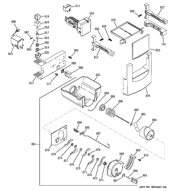 ICE MAKER & DISPENSER Diagram and Parts List for ZISS480DMC  General Electric Refrigerator