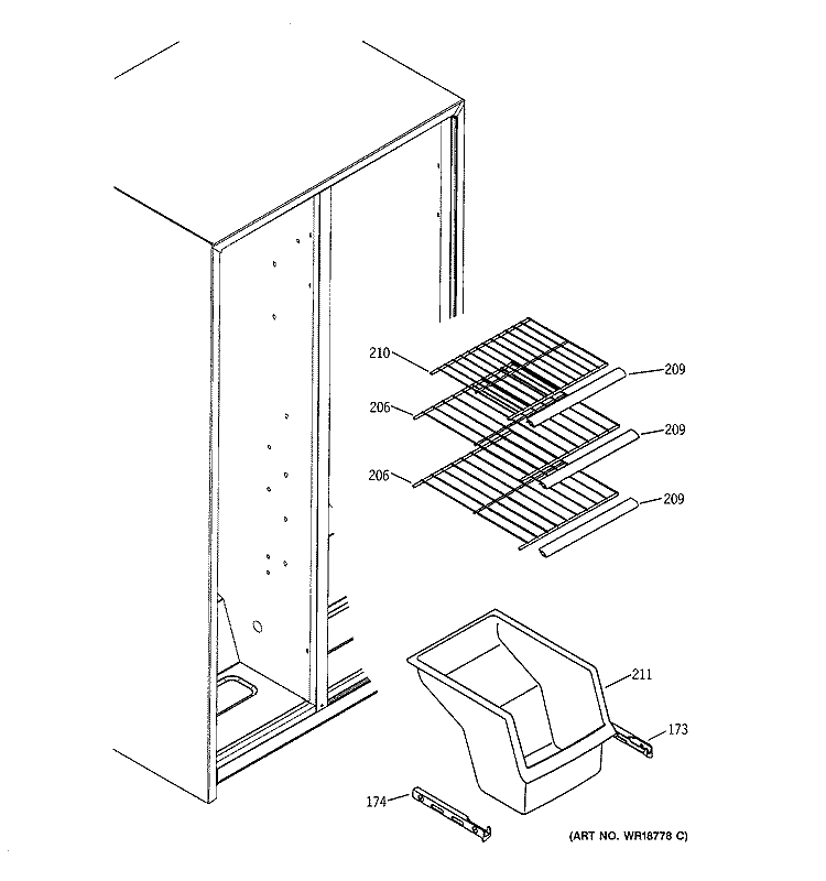 FREEZER SHELVES Diagram and Parts List for GST20IEMBCC  General Electric Refrigerator
