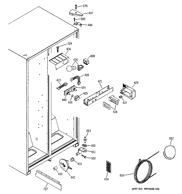 FRESH FOOD SECTION Diagram and Parts List for GST20IEMCWW  General Electric Refrigerator
