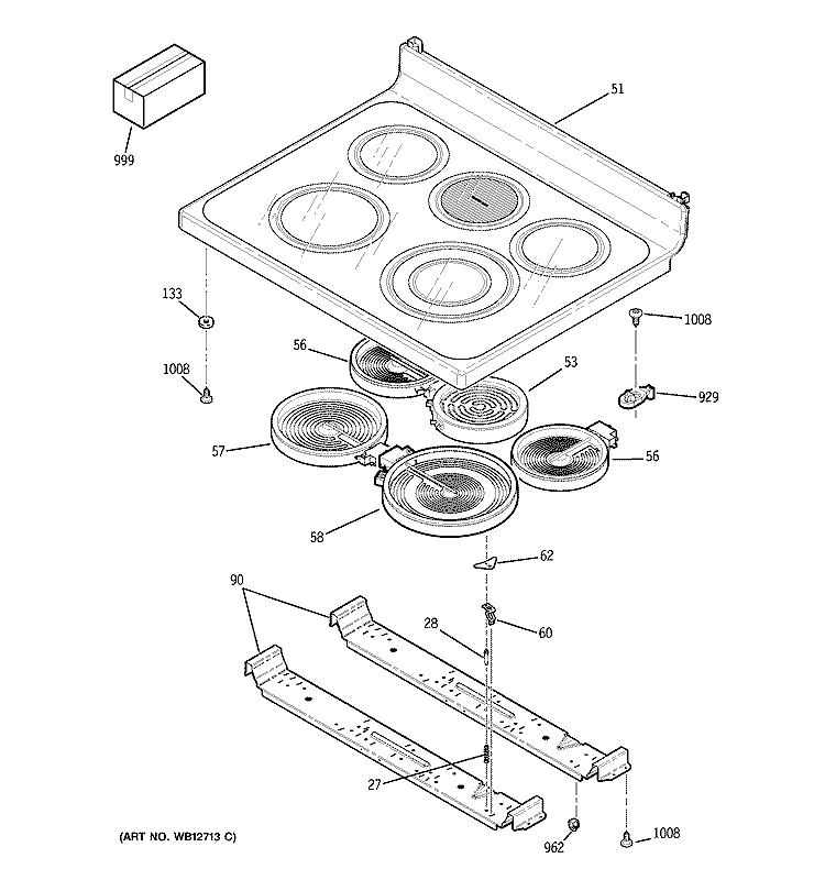 COOKTOP Diagram and Parts List for JBP80SF1SS  General Electric Range