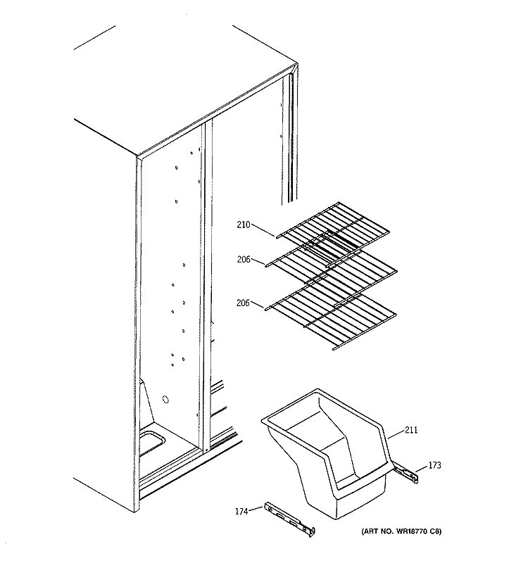 FREEZER SHELVES Diagram and Parts List for HSS25GDMDWW  Hotpoint Refrigerator