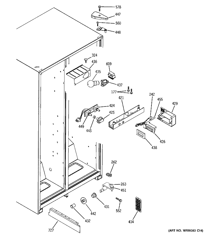FRESH FOOD SECTION Diagram and Parts List for HST20DBPDWH  Hotpoint Refrigerator
