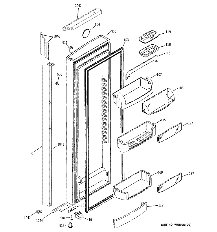 FRESH FOOD DOOR Diagram and Parts List for GIG21IEMFFWS  General Electric Refrigerator